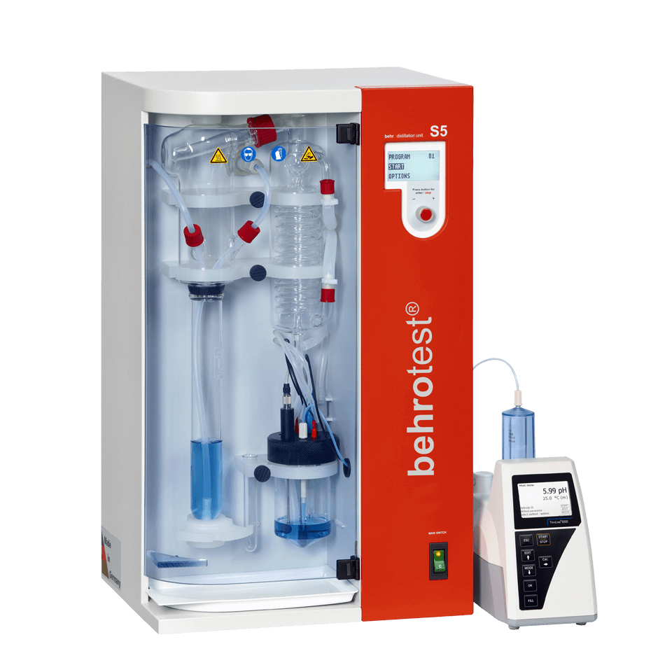 Steam distillation device, fully automatic, prepared for an external titrator S5 Steam distillation device, fully automatic, prepared for an external titrator